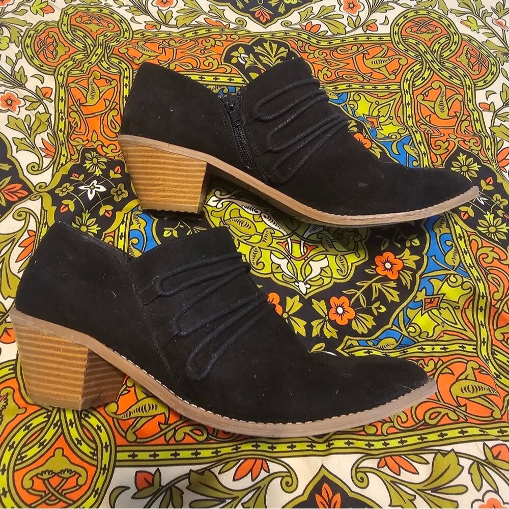 Rocket Dog Black Ankle Booties with Stacked Heel